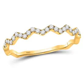 10kt Yellow Gold Zigzag Diamond Stackable Band Ring - Sparkling Elegance for Every Occasion