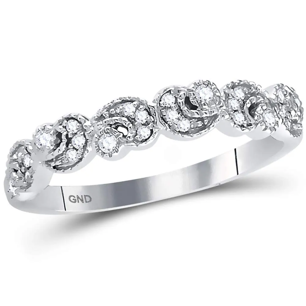 14kt White Gold Crescent Sparkle Stackable Band Ring