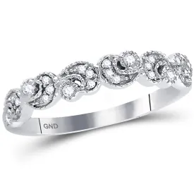 14kt White Gold Crescent Sparkle Stackable Band Ring