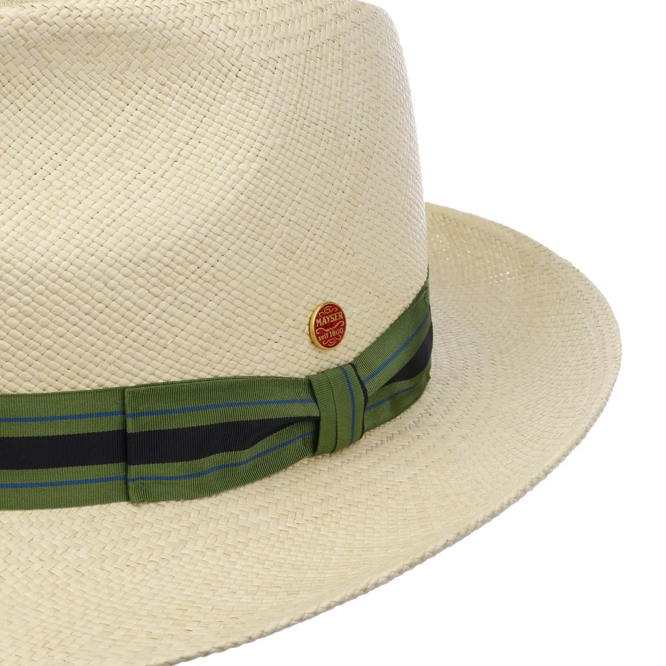 Albenga Green Stripes Panama Hat by Mayser