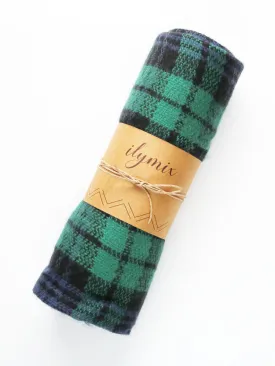 Autumn Plaid Blanket Scarf In Green