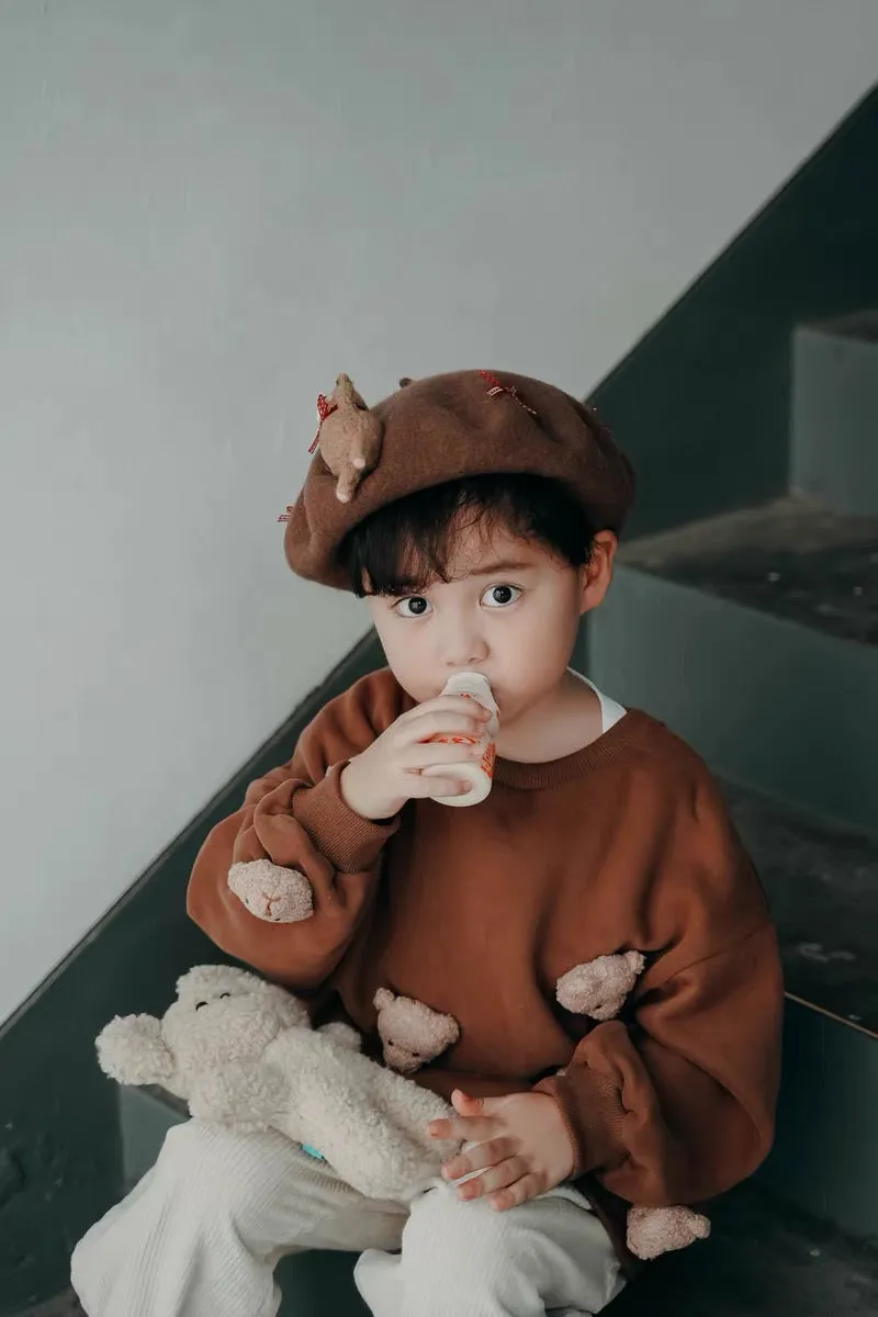 Bear Berets Hat for Women Kids