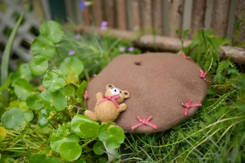 Bear Berets Hat for Women Kids