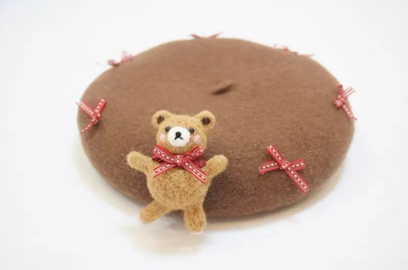 Bear Berets Hat for Women Kids