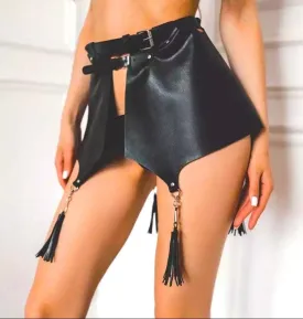 Black Waist Harness Tassels Belt
