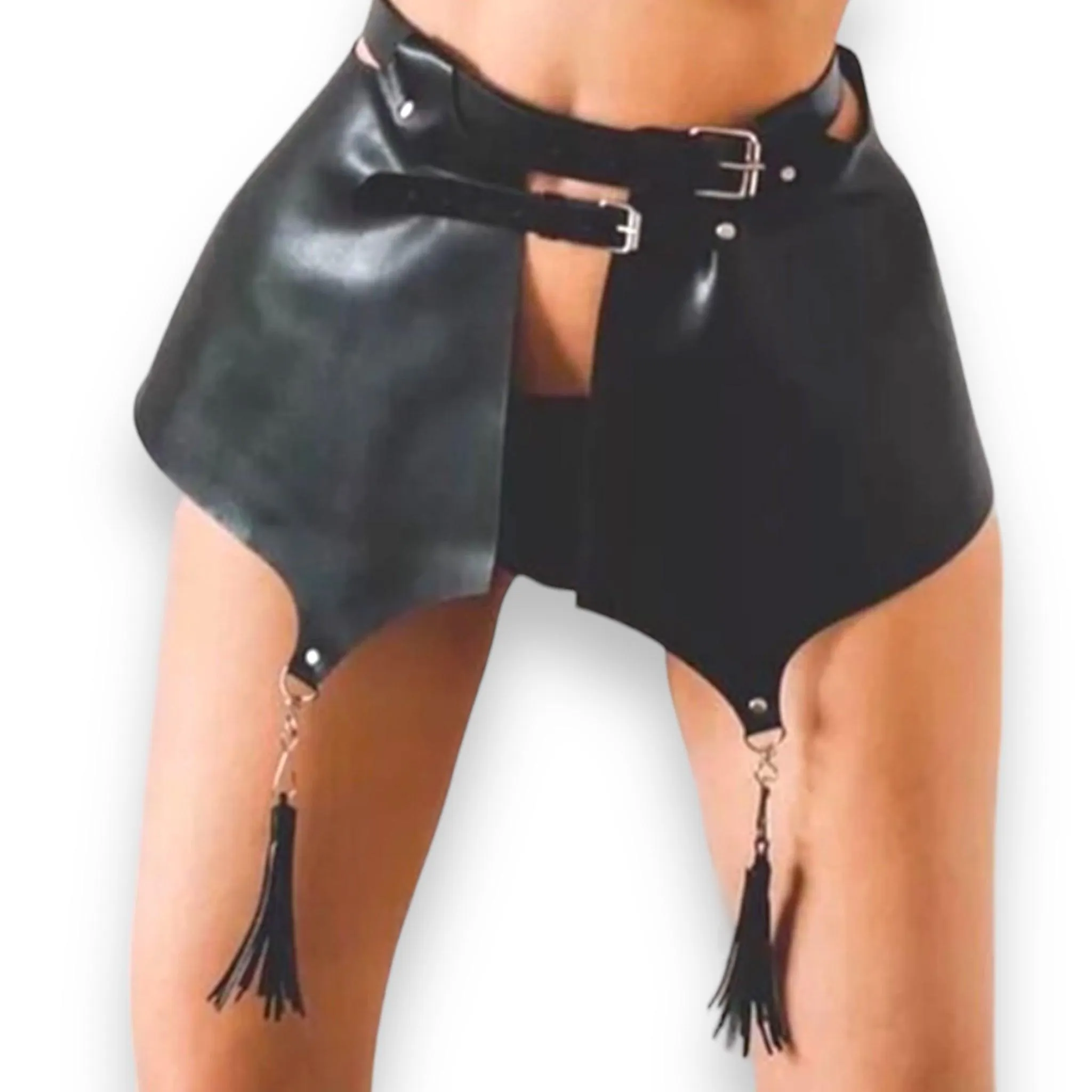 Black Waist Harness Tassels Belt