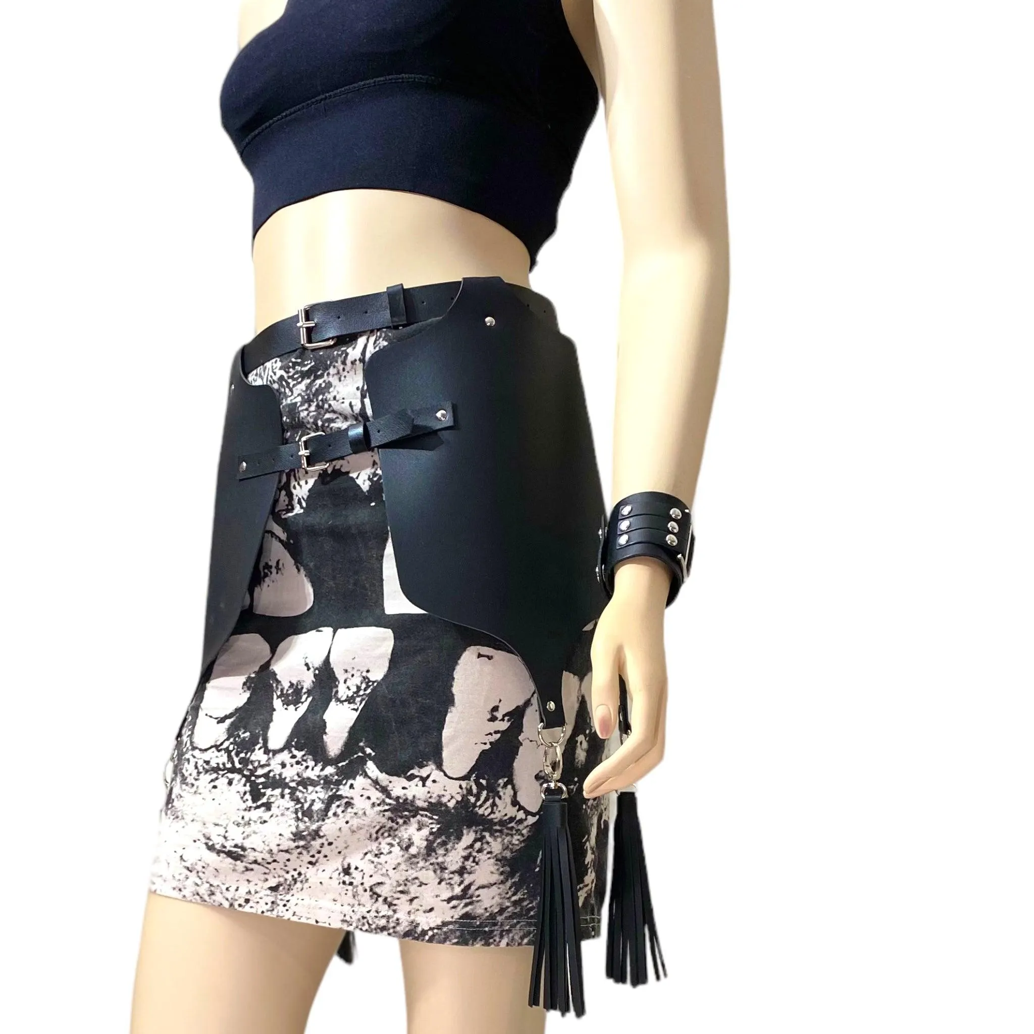 Black Waist Harness Tassels Belt