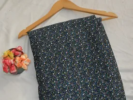 Blue & Green Floral Digital Printed Premium Crepe Fabric