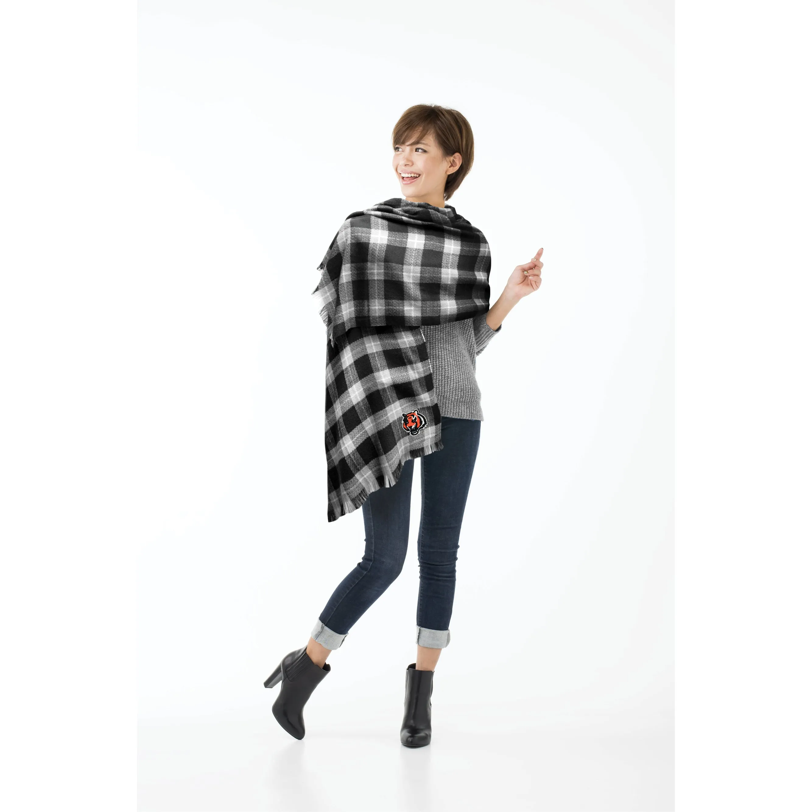 Cincinnati Bengals Plaid Blanket Scarf