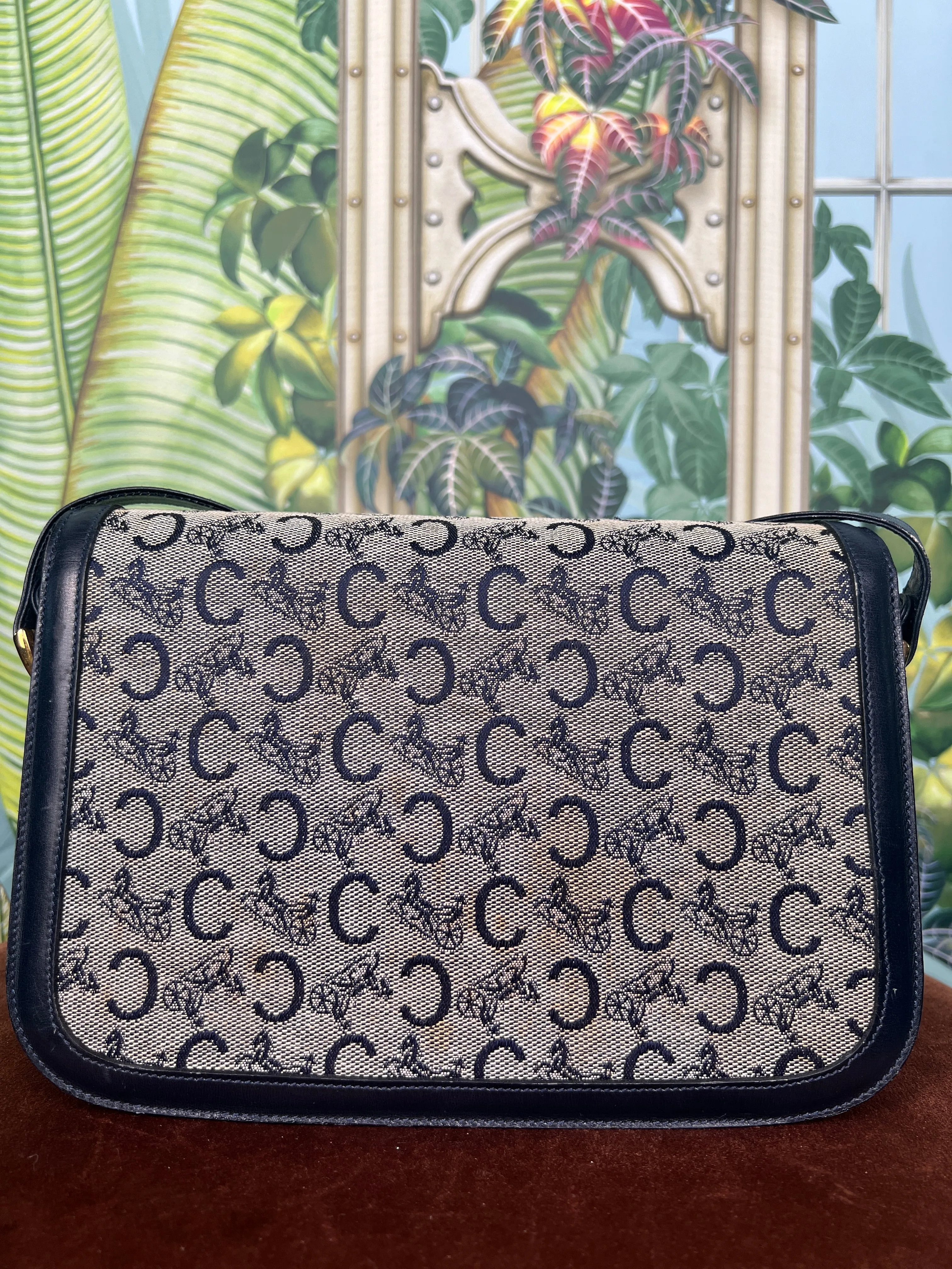 Céline crécy vintage canvas bag navy