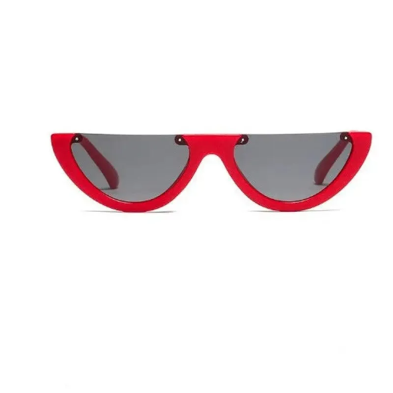 Cool Semi-Rimless Narrow Frame Eye Sunglasses