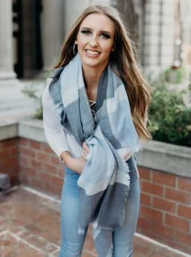 Cozy Warm Blanket Scarf In Subtle blue