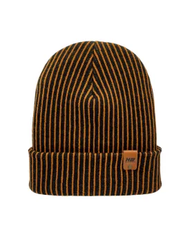 Cuffed Wide Ribbed Striped Beanie, Limited Edition, Orange/Black, Made in USA