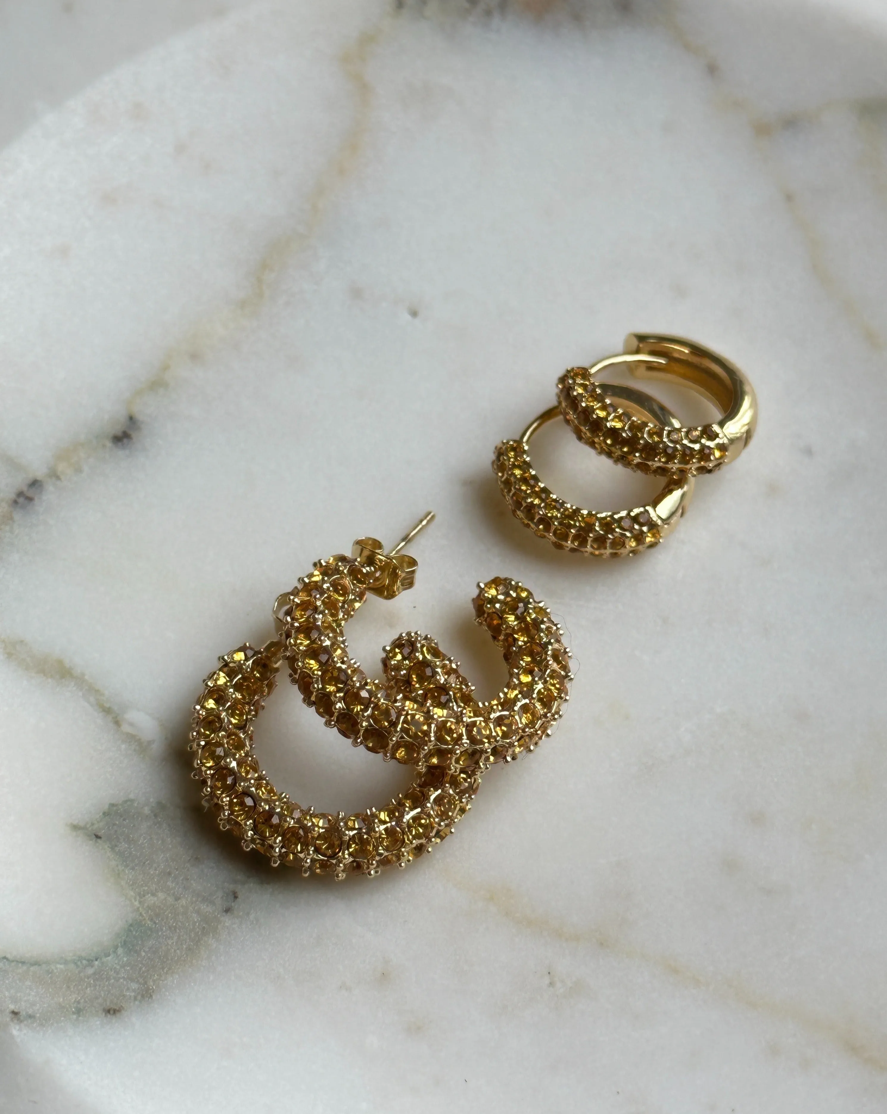 E038 'BOLD CRYSTAL HOOPS COLOURED CZ'