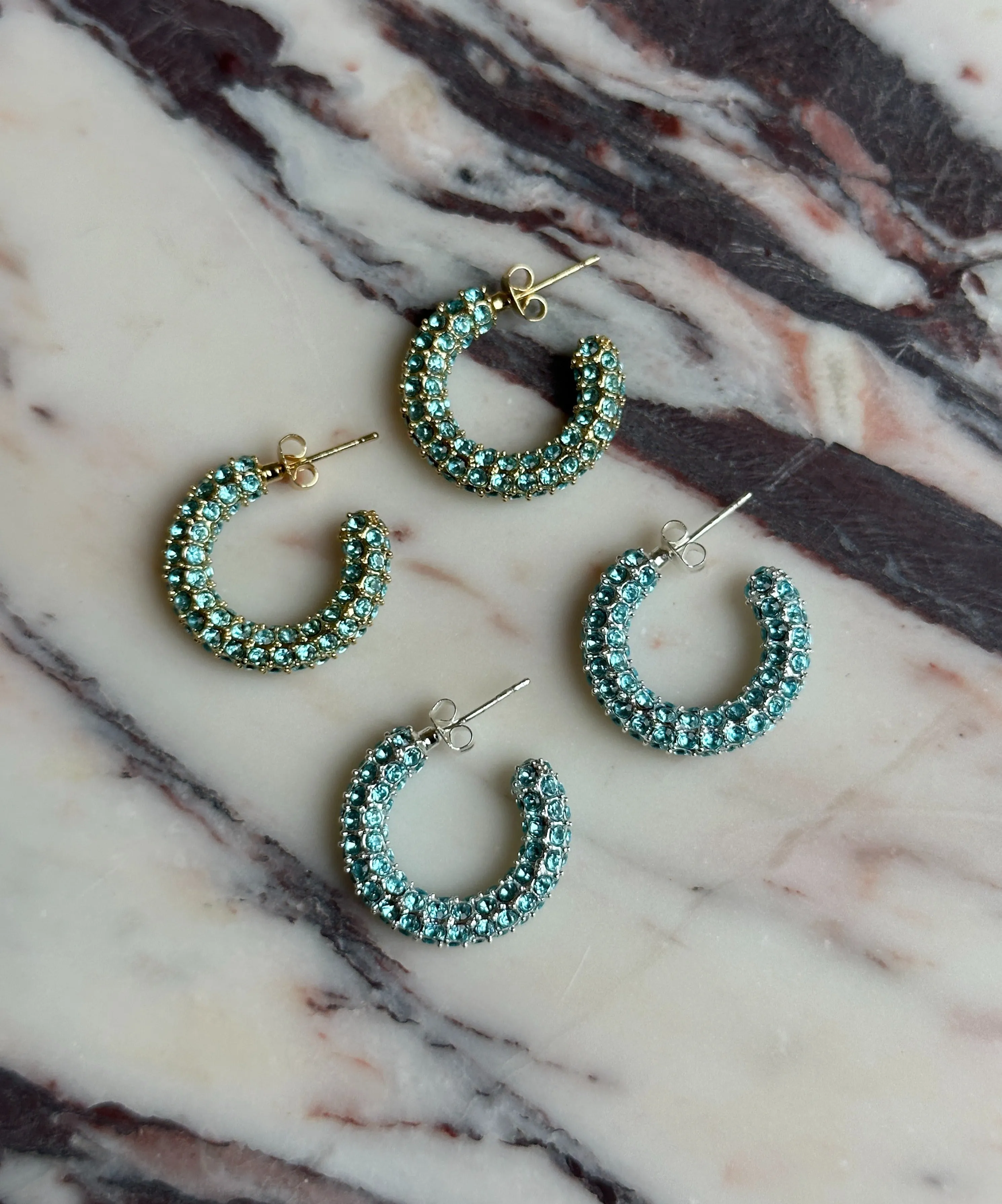 E038 'BOLD CRYSTAL HOOPS COLOURED CZ'