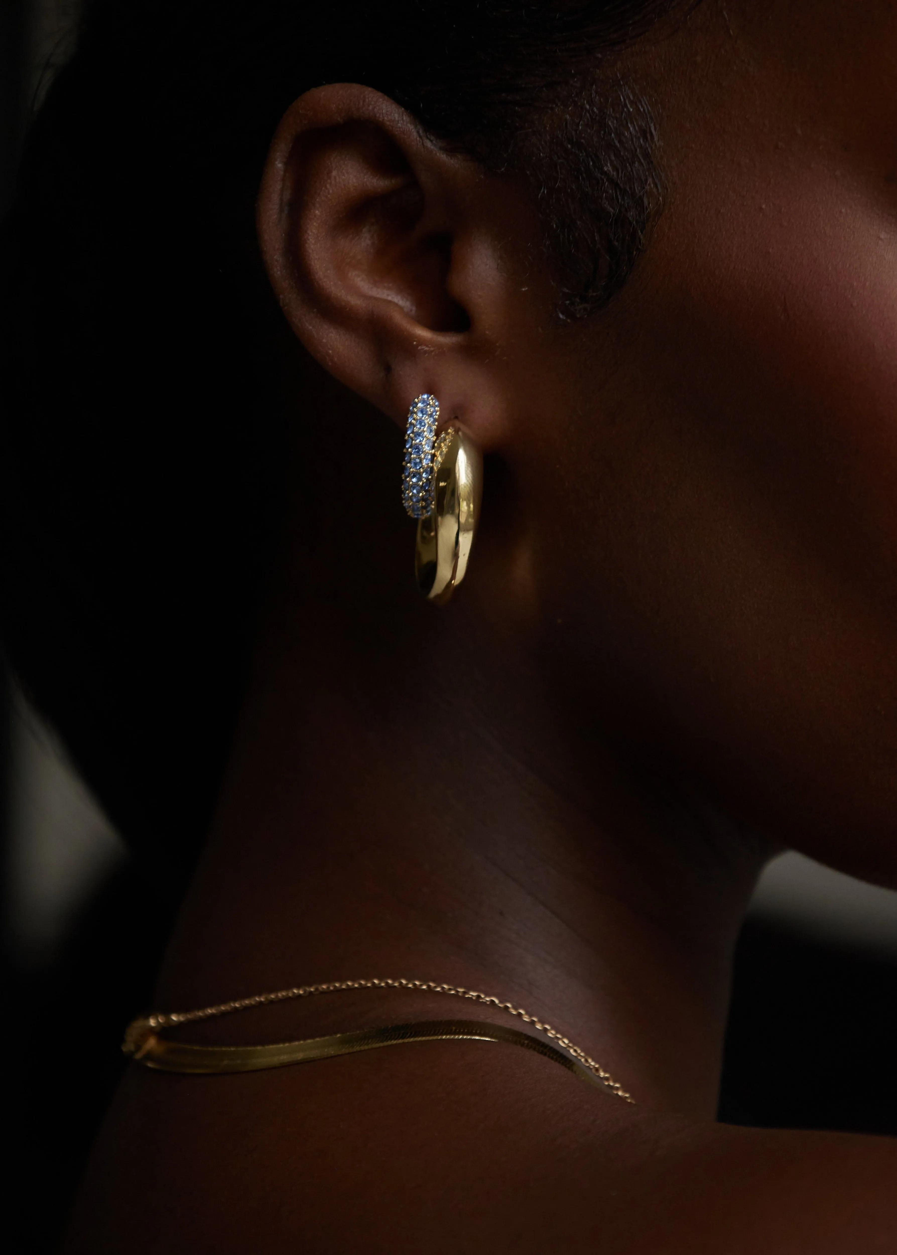 E038 'BOLD CRYSTAL HOOPS COLOURED CZ'