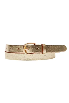 Eva Metallic Skinny Full Grain Leather Belt
