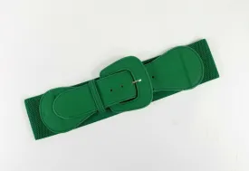 Faux Leather Stretch Belt in Green