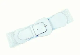Faux Leather Stretch Belt in Light Blue