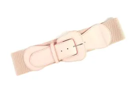 Faux Leather Stretch Belt in Pale Pink