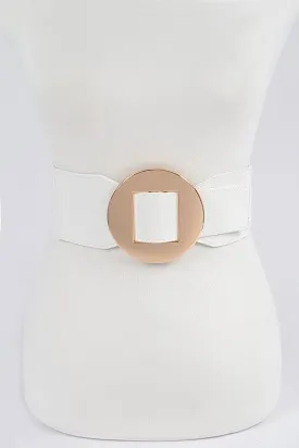 Faux Leather Wide Elastic Belt