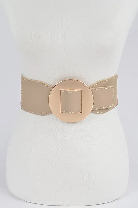 Faux Leather Wide Elastic Belt