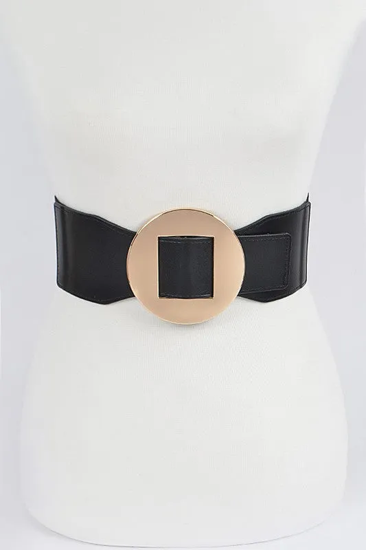 Faux Leather Wide Elastic Belt