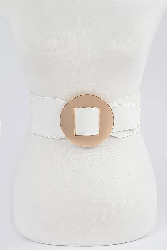 Faux Leather Wide Elastic Belt