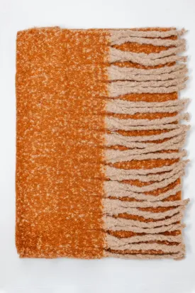 Fluffy Tassel Scarf In Beige