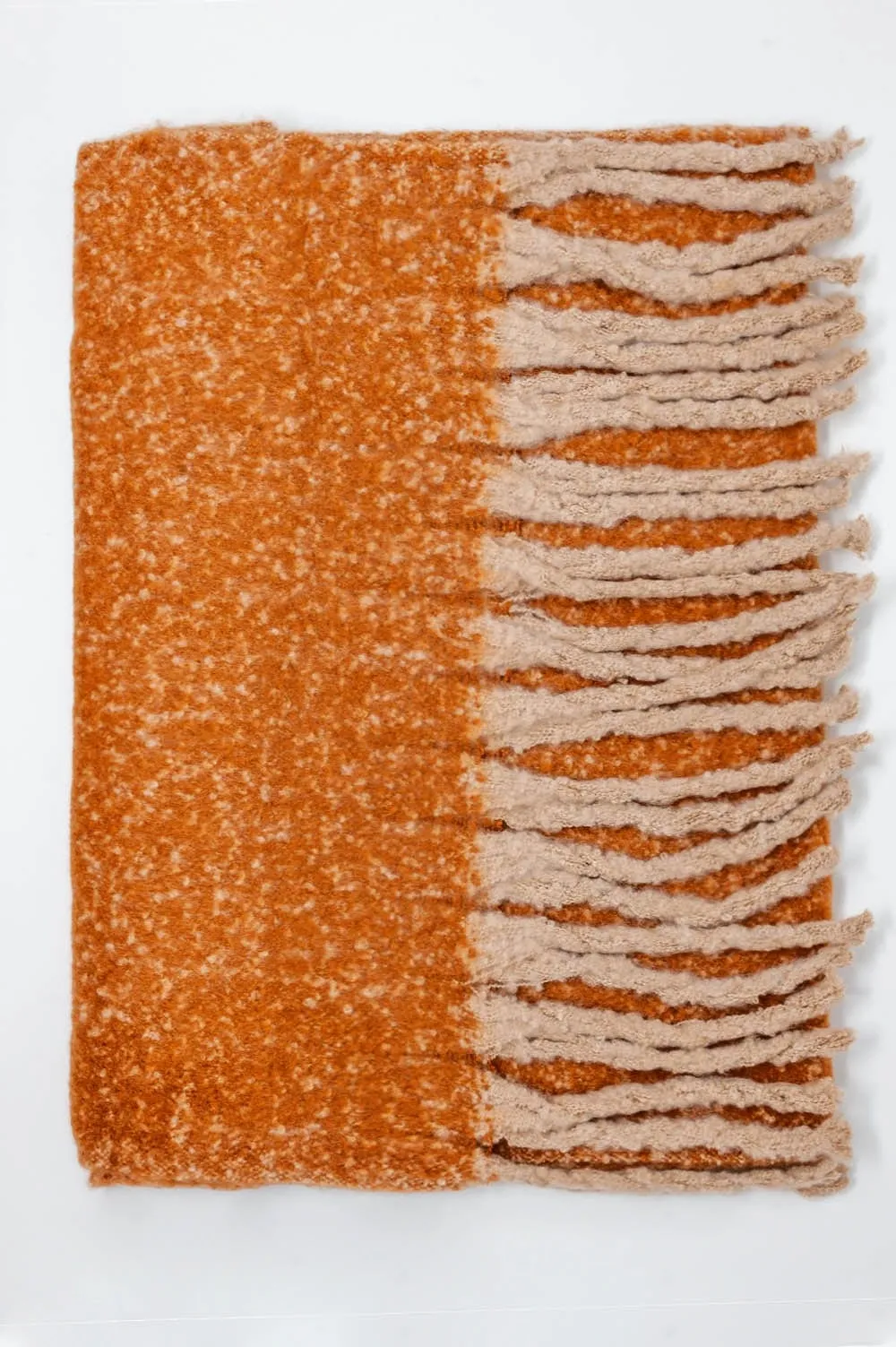 Fluffy Tassel Scarf In Beige