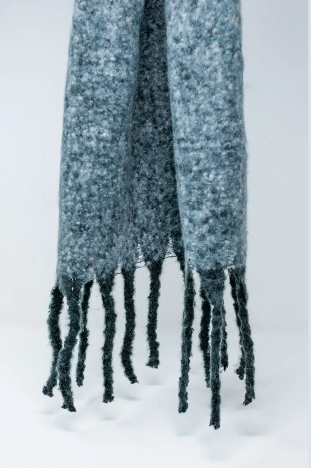 Fluffy Tassel Scarf In Black