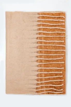 Fringed Striped Scarf In Beige