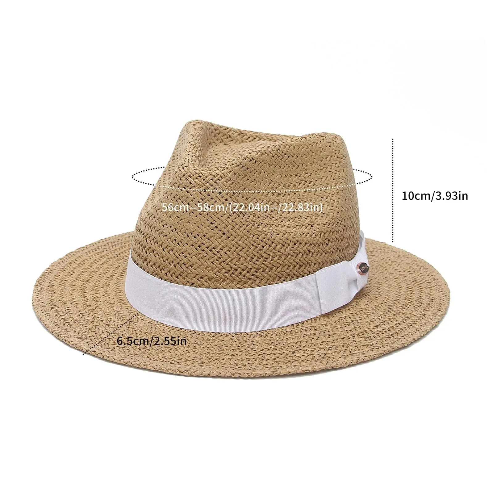 GEMVIE Straw Panama Hat for Women Mens Summer Beach Straw Fedora Cap Wide Brim Straw Sun Hat
