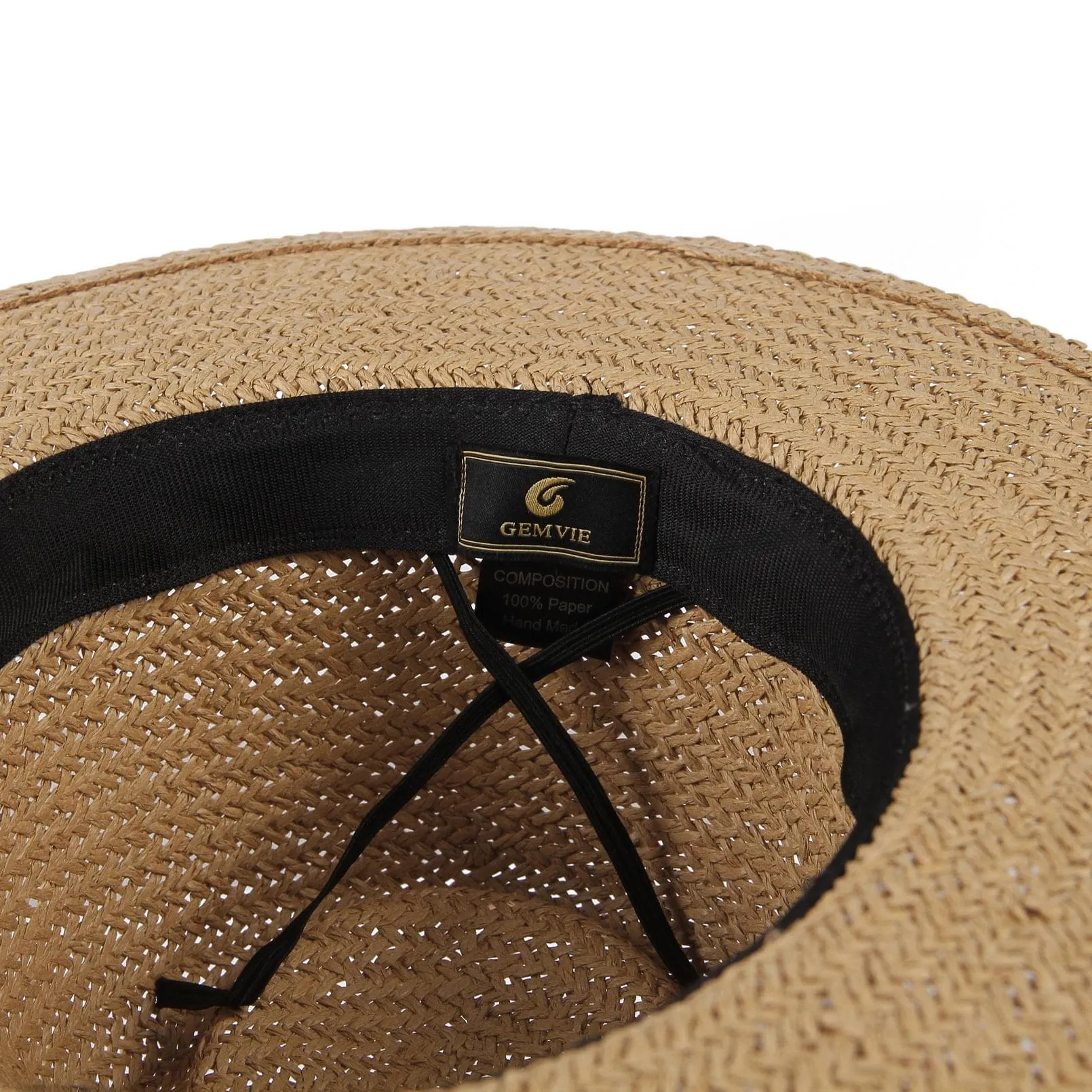 GEMVIE Straw Panama Hat for Women Mens Summer Beach Straw Fedora Cap Wide Brim Straw Sun Hat