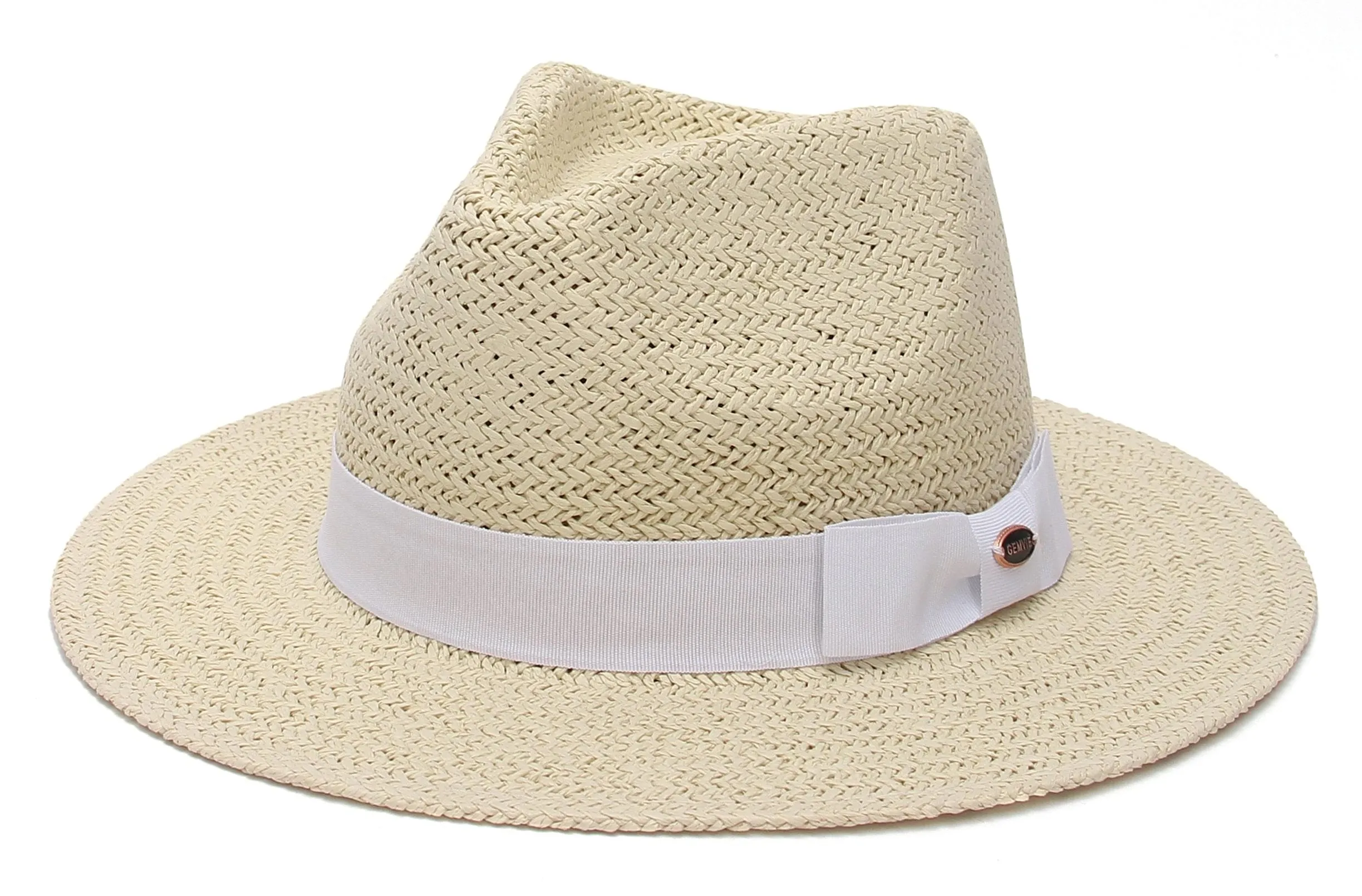 GEMVIE Straw Panama Hat for Women Mens Summer Beach Straw Fedora Cap Wide Brim Straw Sun Hat