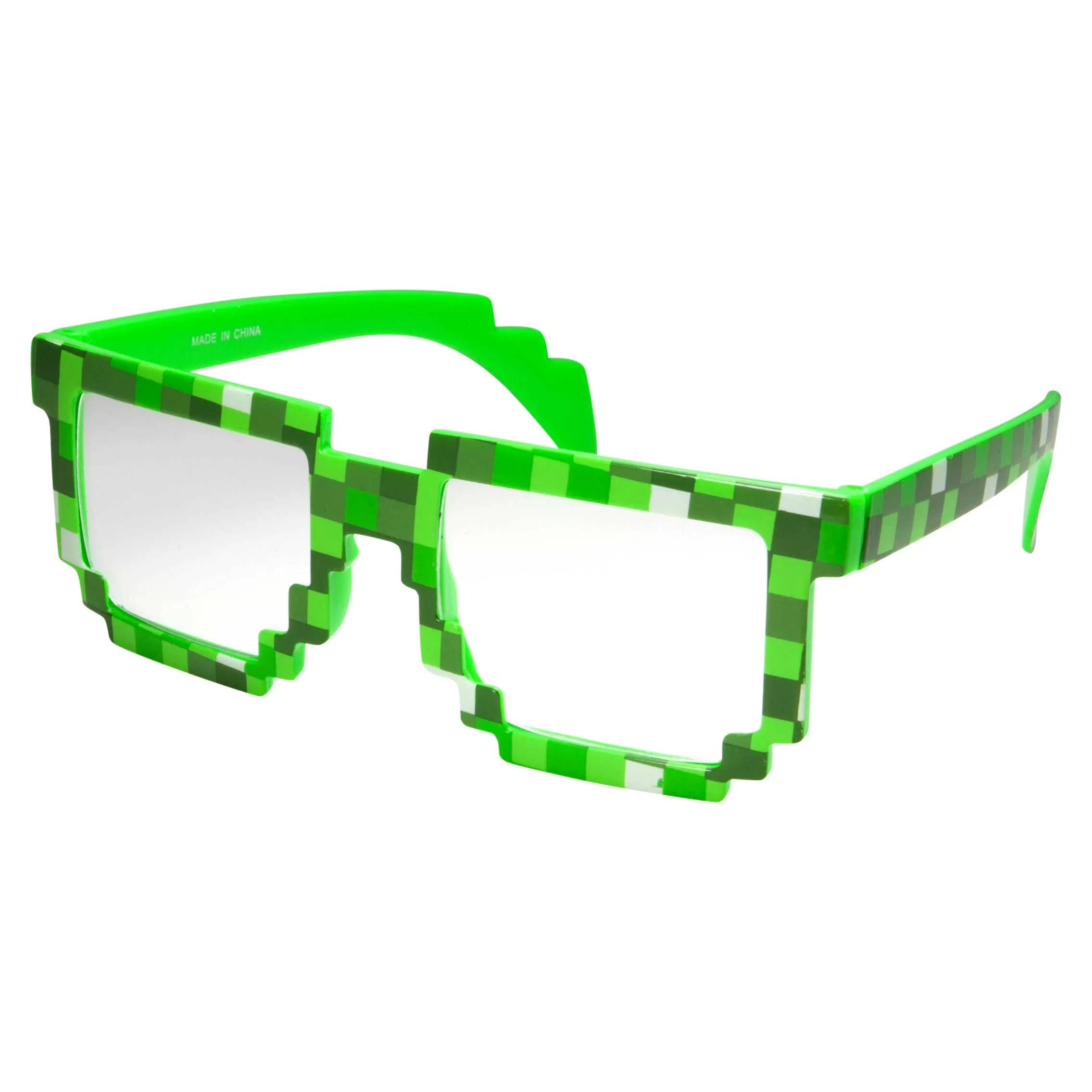 grinderPUNCH Pixelated 8 Bit "Buddy" Clear Non Prescription Lens Kids to Adults Glasses/Sunglasses