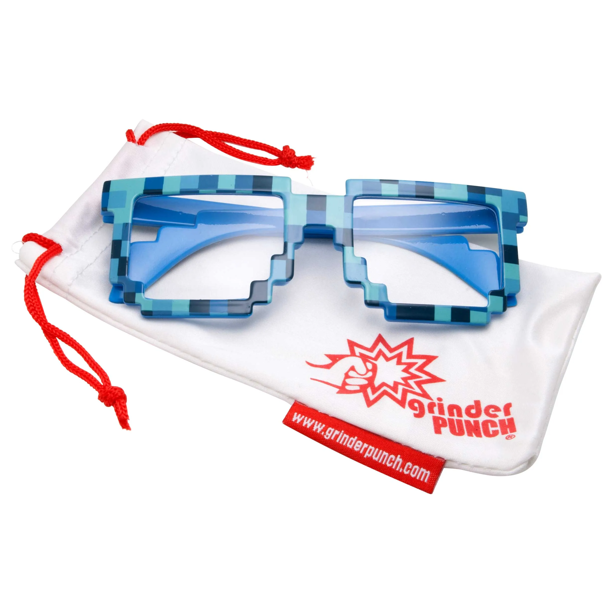 grinderPUNCH Pixelated 8 Bit "Buddy" Clear Non Prescription Lens Kids to Adults Glasses/Sunglasses