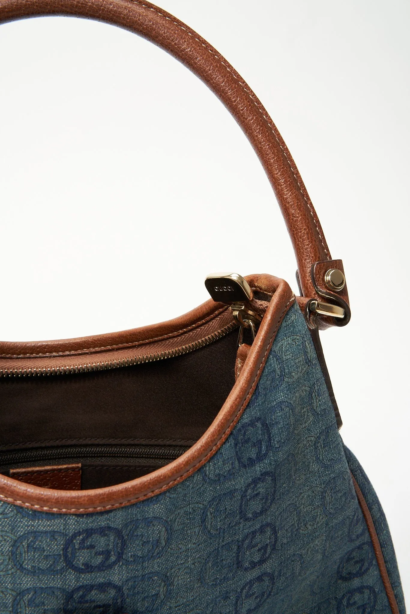 Gucci Blue GG Denim Abbey D-Ring Shoulder Bag