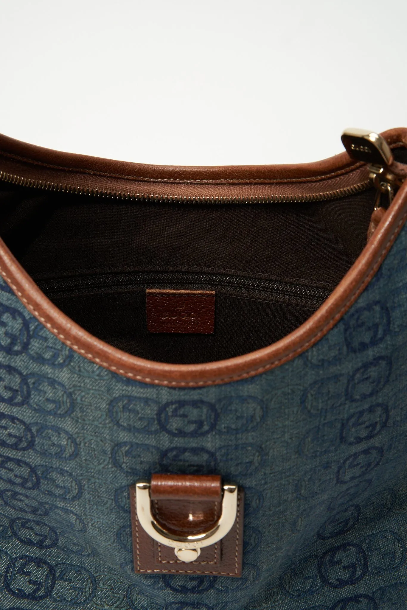 Gucci Blue GG Denim Abbey D-Ring Shoulder Bag