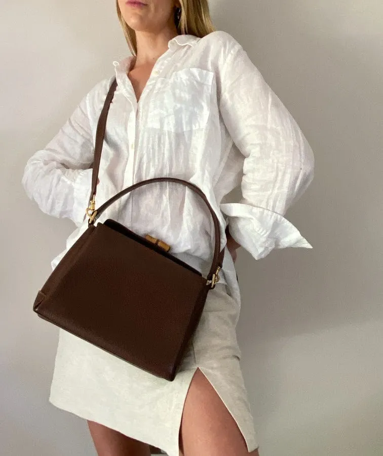 Gucci Leather Bag w Bamboo clasp