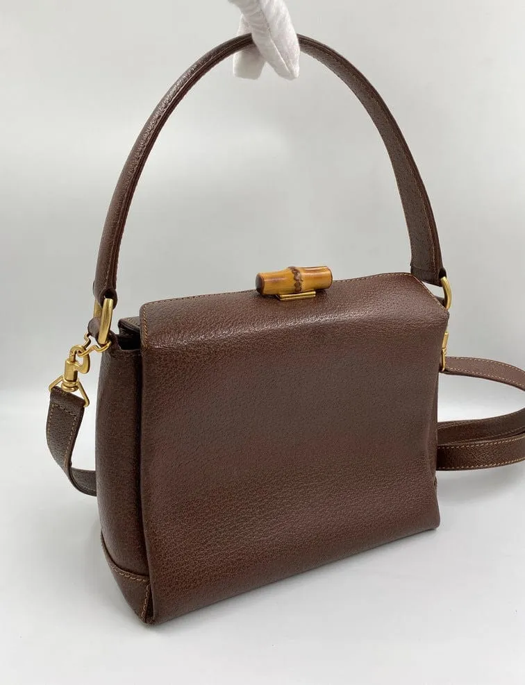Gucci Leather Bag w Bamboo clasp
