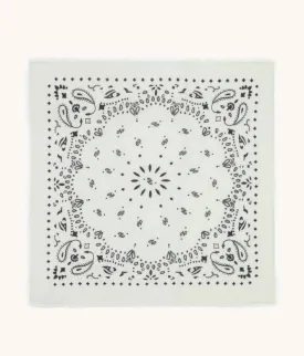 Hachiko - Printed Cashmere Bandana Scarf - Blanc