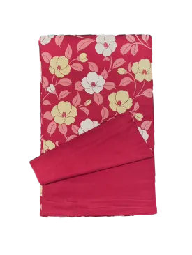 Japanese Kimono Vintage Fukuro Obi - Red, Gold Japanese Flowers