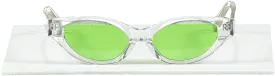 Karen Wazen Green Lens Slim Cat Eye Sunglasses