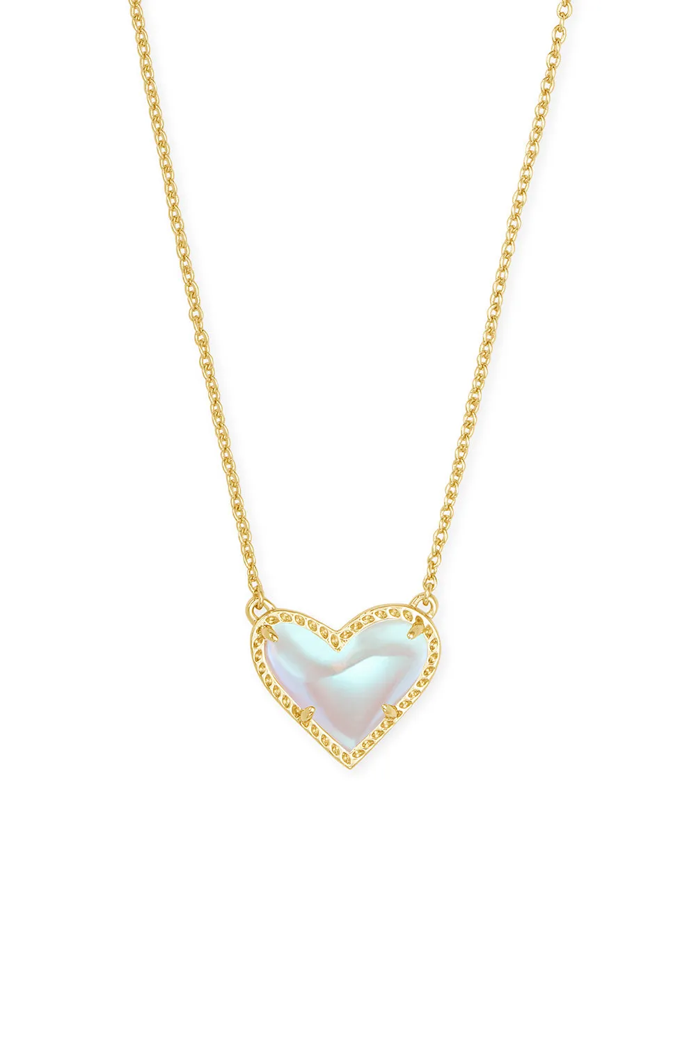 Kendra Scott: Ari Heart Gold Pendant Necklace - Dichroic Glass