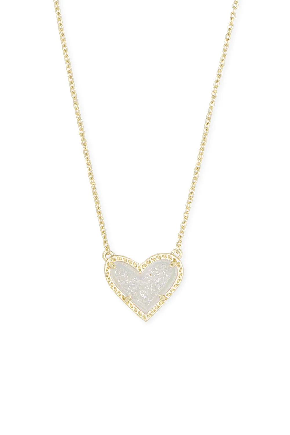 Kendra Scott: Ari Heart Gold Pendant Necklace - Iridescent Drusy