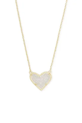 Kendra Scott: Ari Heart Gold Pendant Necklace - Iridescent Drusy