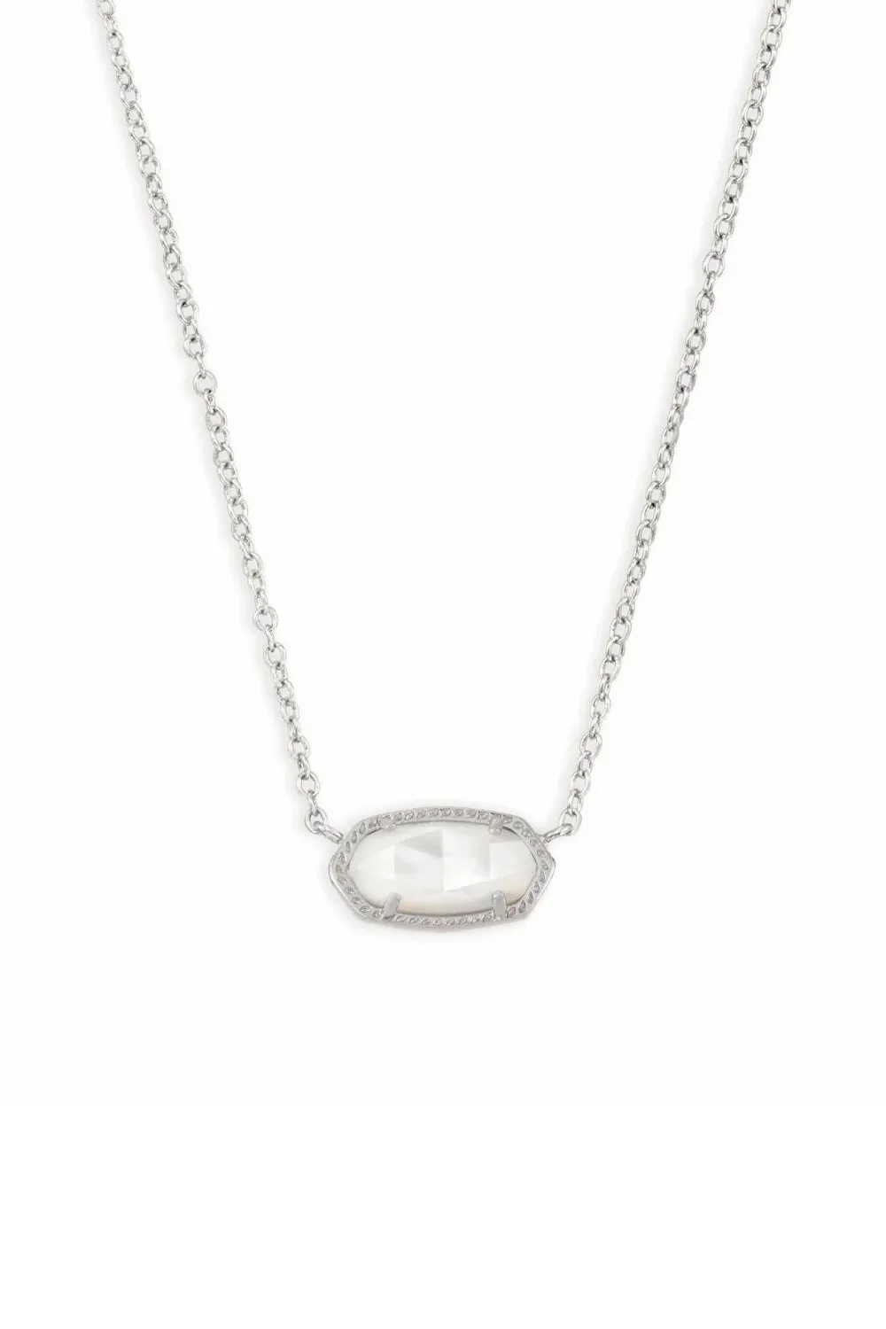 Kendra Scott: Elisa Silver Pendant Necklace - Ivory Mother Of Pearl