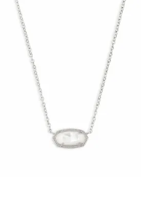 Kendra Scott: Elisa Silver Pendant Necklace - Ivory Mother Of Pearl