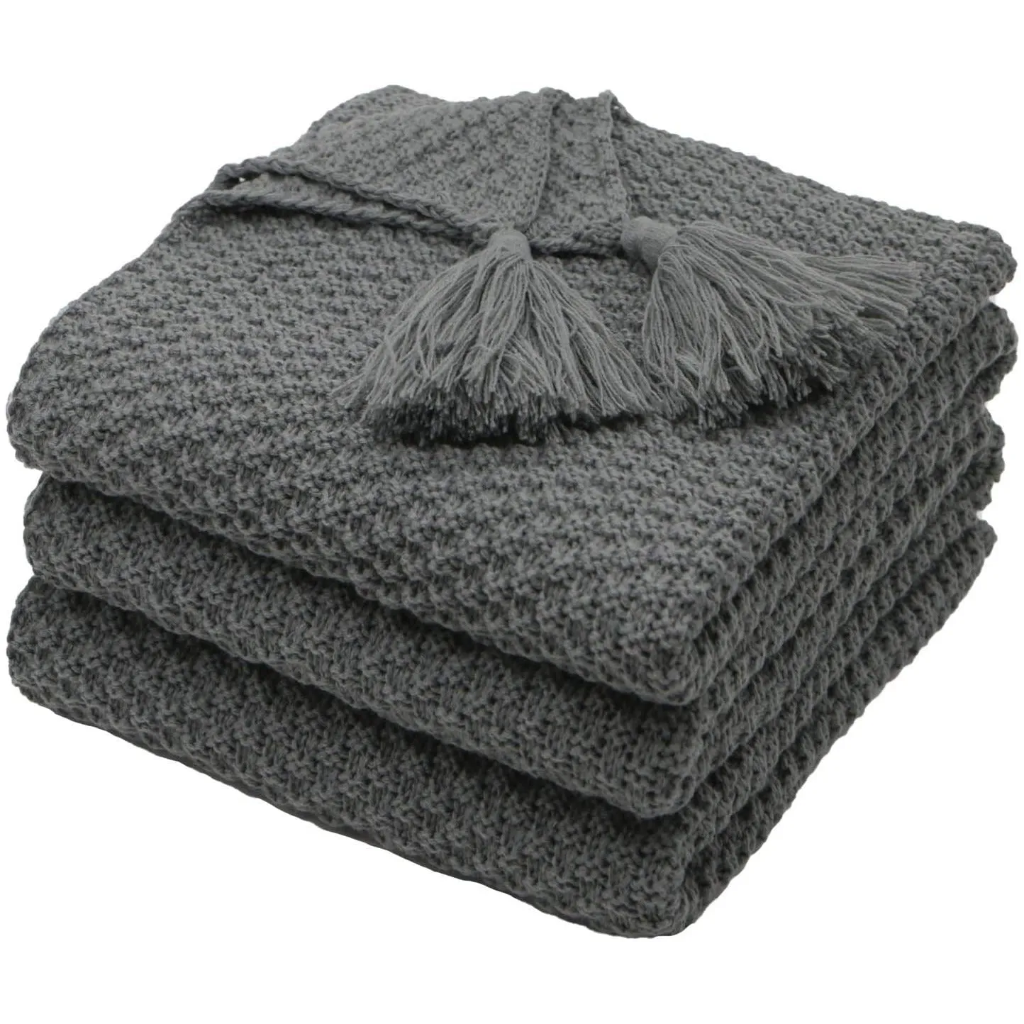 Knitted Tassels Throw Blanket
